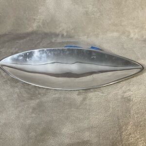 Vtg Nambe #550 Leaf Shape Silver Bread Tray Platter - 19” x 6”